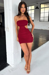 Pheobe Strapless Mini Dress - Burgundy